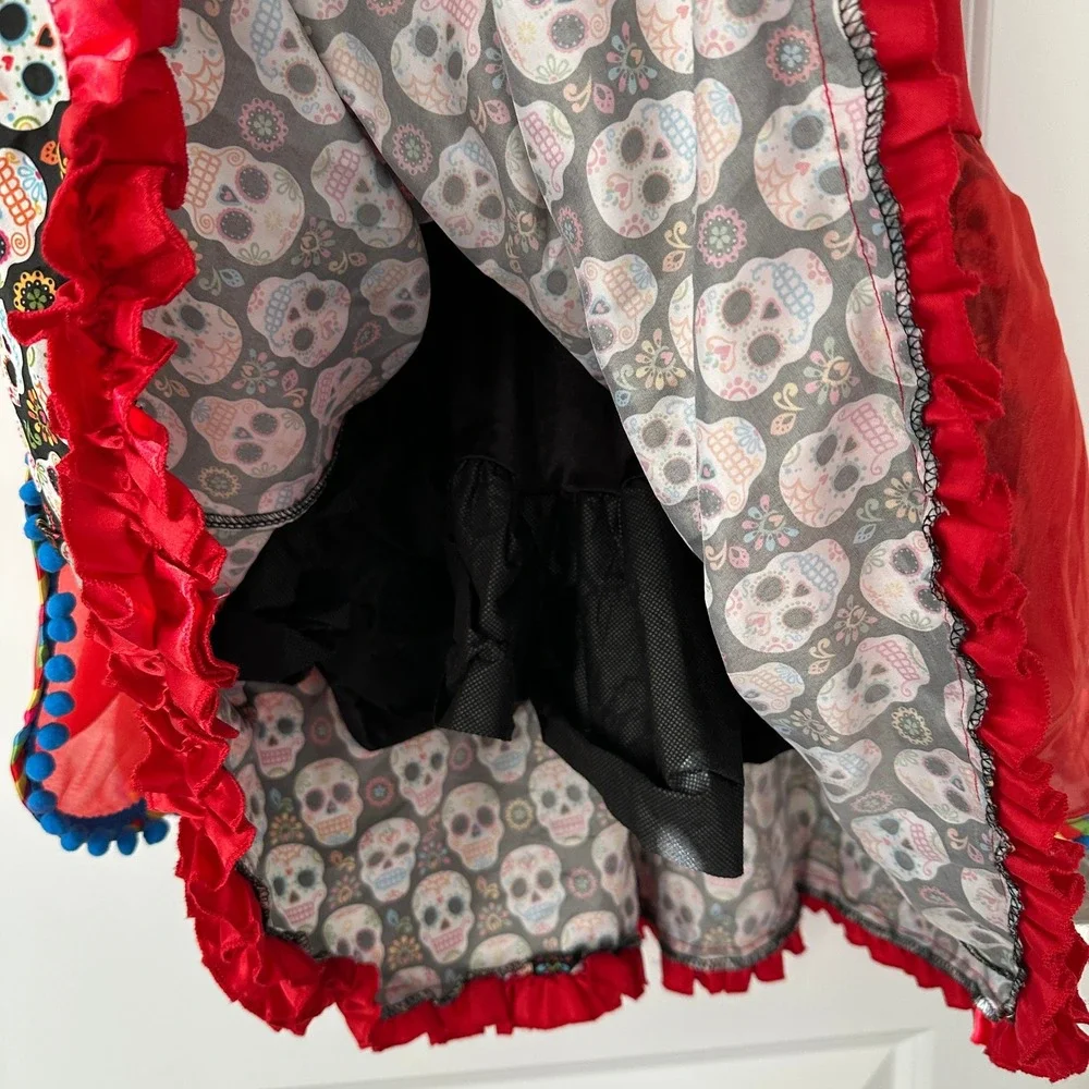 Kids Day of the Dead Costume Dress Halloween Sugar Skull Outfit Medium